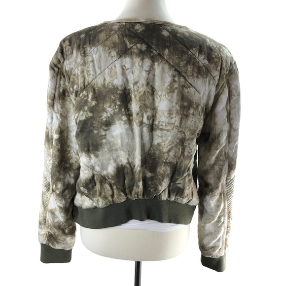 Anthro Women Sz S Marrakech Camo Quilted Jacket Oversized Boxy Short Moto Casual - Picture 9 of 11